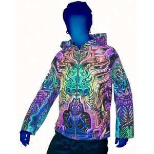 Space Tribe Hooded Zip Jacket Sz M Alpha Centauri Multicolor